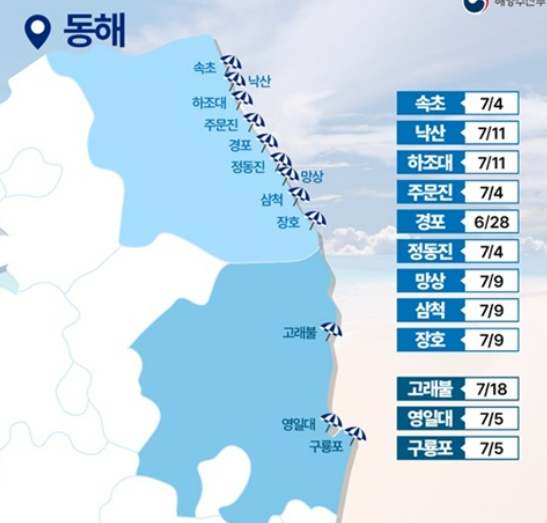 해수욕장 개장일 캘린더