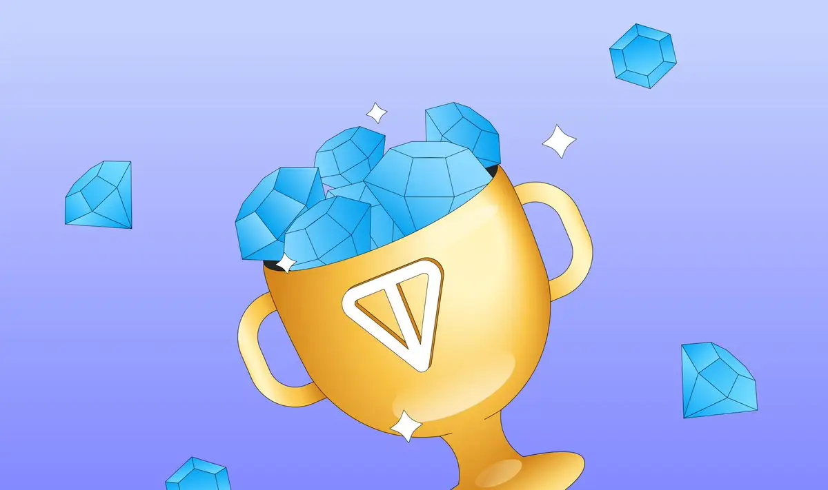 다이아몬드가-톤코인-로고가-그려진-황금-컵에-담겨있다