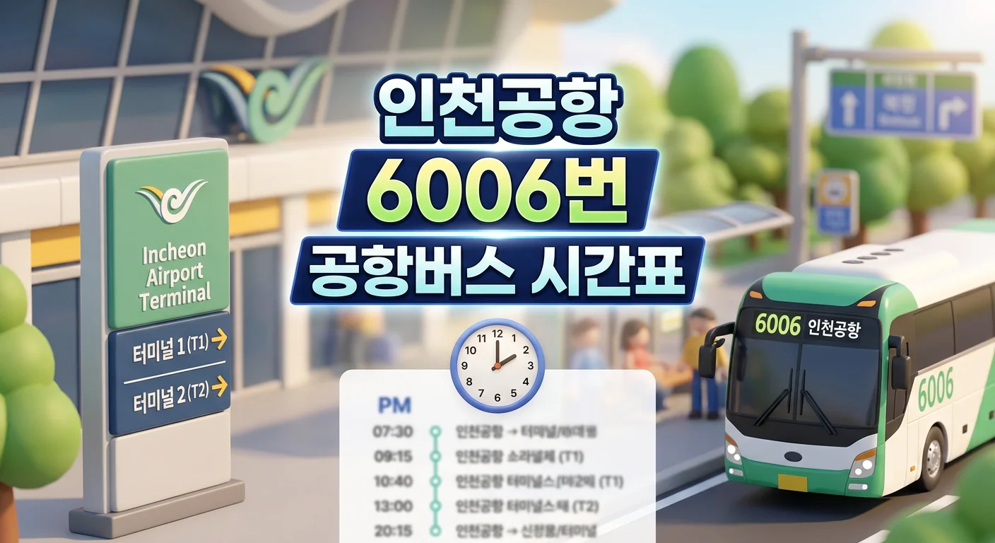 인천공항 6006번 공항버스 시간표와 요금 (압구정&middot;청담&middot;잠실 방면)
