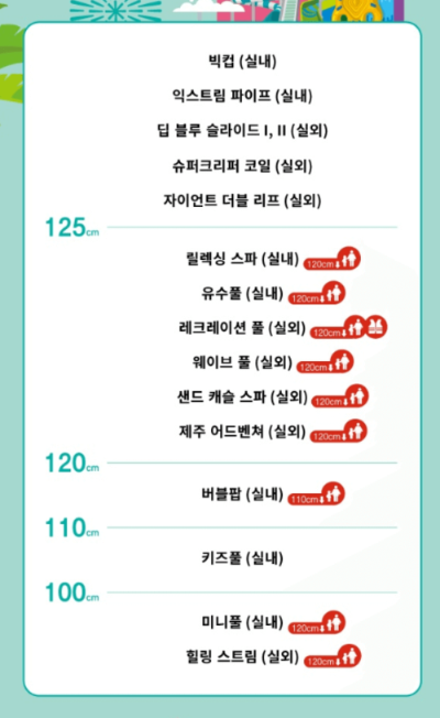 제주 신화월드 워터파크 키제한 기준