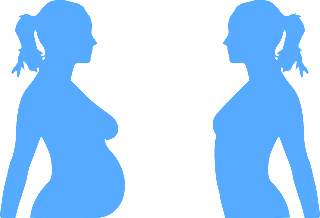 임신한 여자와 그냥 여자와 관련된 사진