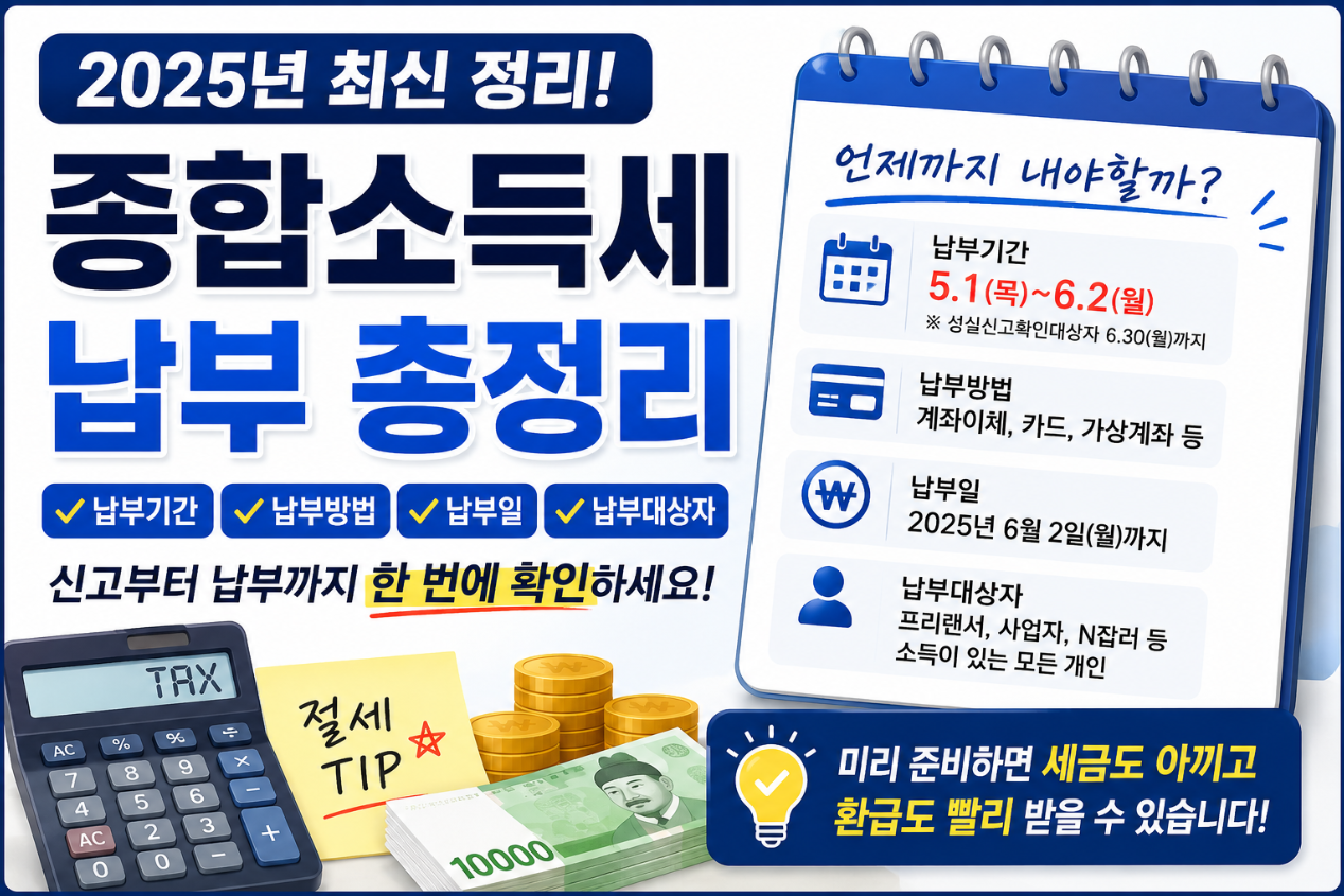 종합소득세 납부기간 방법 납부일 납부대상자 총정리