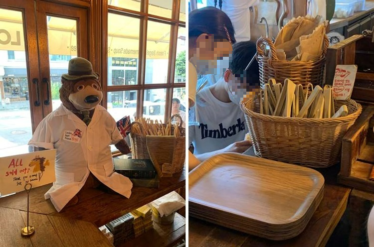 귀여운 인형 및 나무트레이와 집게, 종이