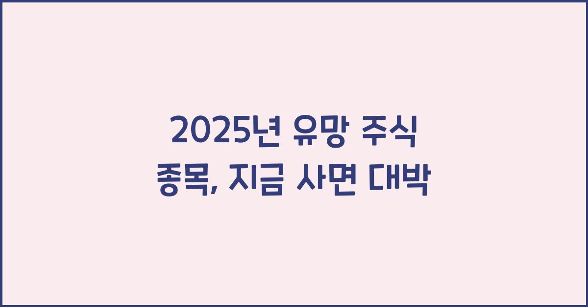 2025년 유망 주식 종목