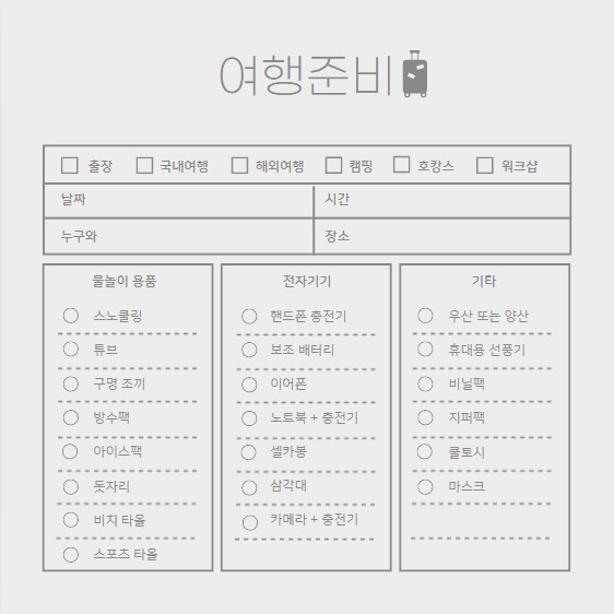 해외 여행 준비물 체크리스트
