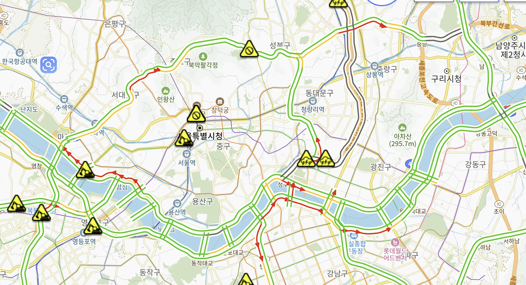 동부간선도로 전면 통제