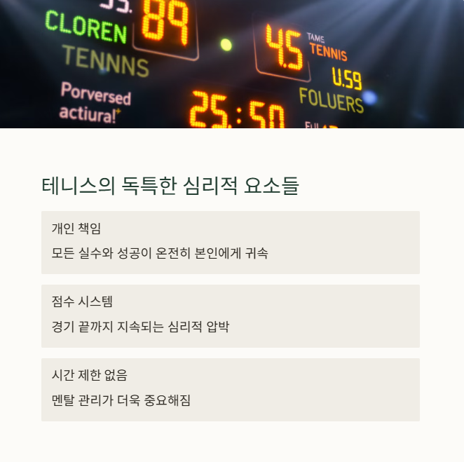 테니스의 독특한 심리적 요소들
