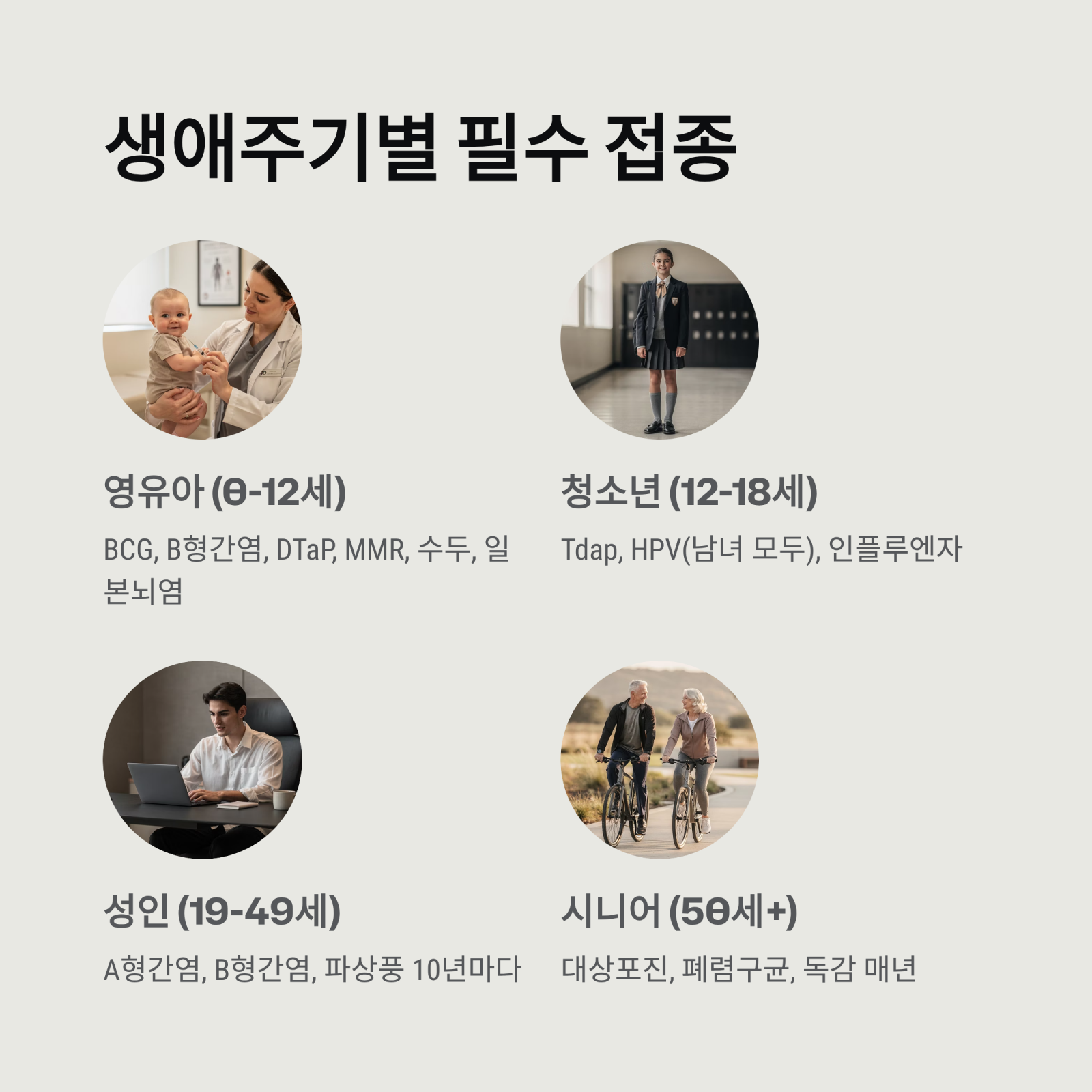 생애주기별 필수 접종