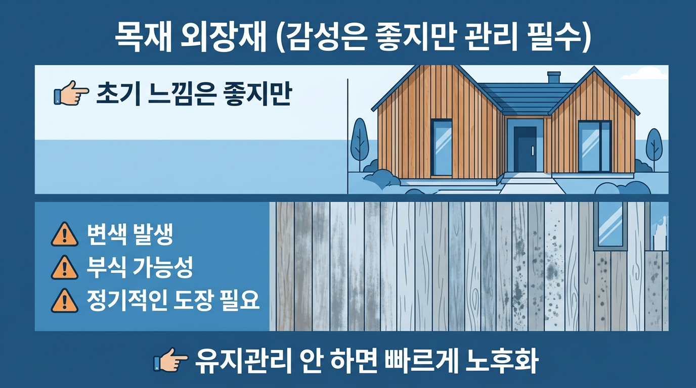 목재 외장재 선택시 장단점