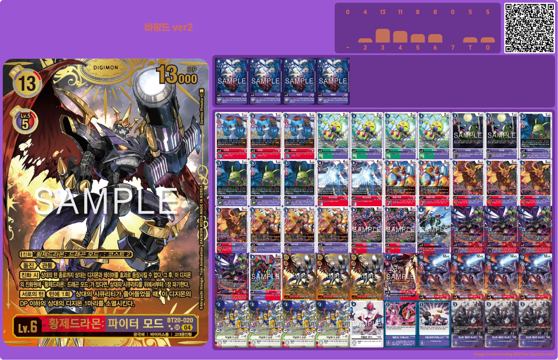 디지몬카드게임 Khai가 사용했던 바황드 적/자 황제드라몬 덱 리스트 ver.2