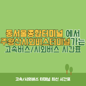 동서울종합터미널에서 주왕산시외버스터미널 방향 고속버스_시외버스 시간표 최신정보