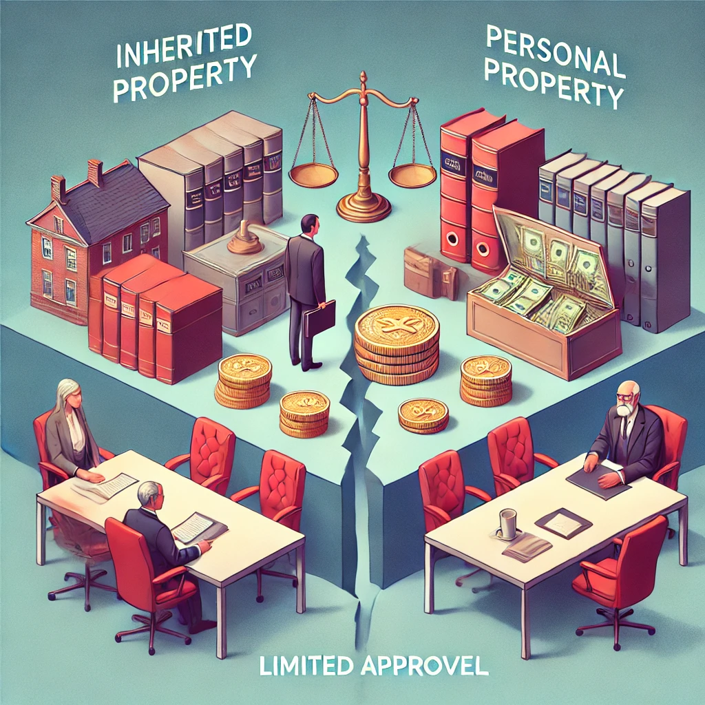 한정승인으로 상속재산과 고유재산을 분리해서 보여주는 일러스트