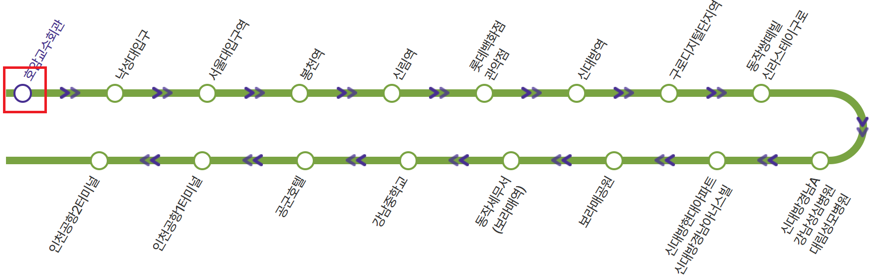 6017번 공항버스 노선도
