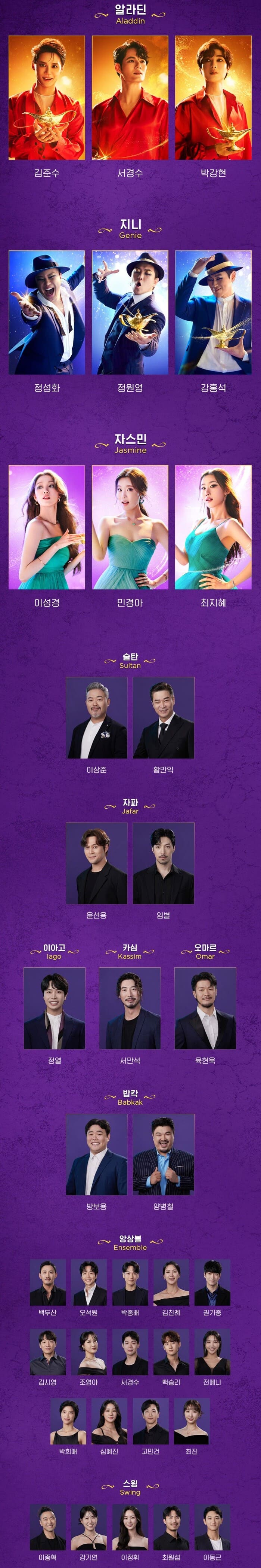알라딘 뮤지컬 출연진