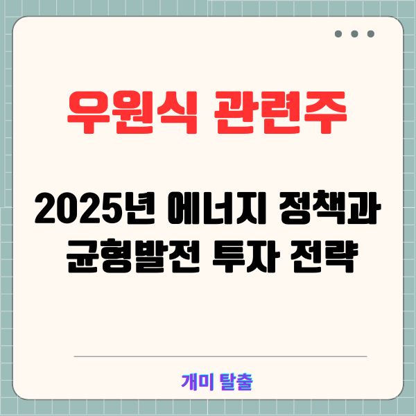 우원식 관련주 2025년 에너지 정책과 균형발전 투자 전략(2024)