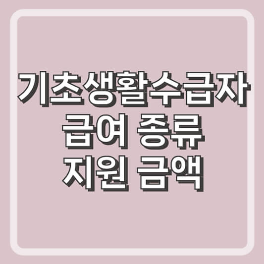 기초생활수급자 급여 기본 원칙과 종류 지원금액