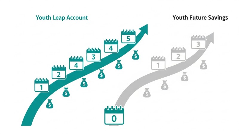 청년도약계좌(5년)와 청년미래적금(3년)의 기간과 특징을 비교한 인포그래픽 이미지