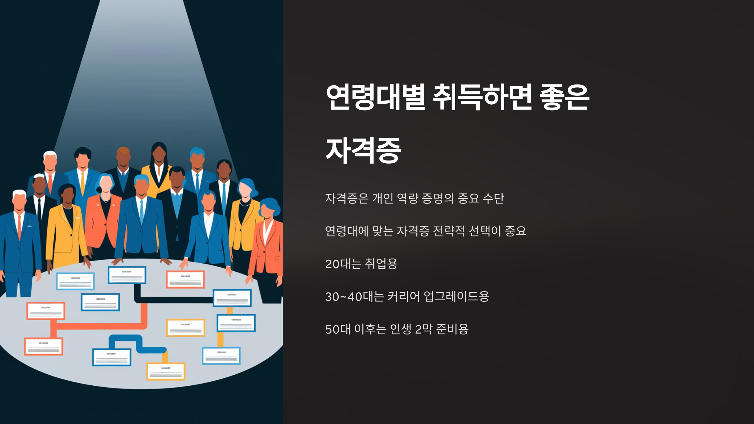 연령대별 취득하면 좋은 자격증
다양한 연령대 사람들이 모여있는 사진