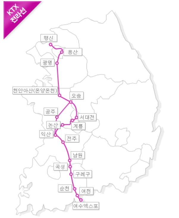 KTX 전라선 노선도