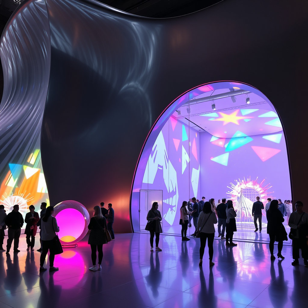 DDP에서 빛의 세계를 주제로 전시가 열리는 모습