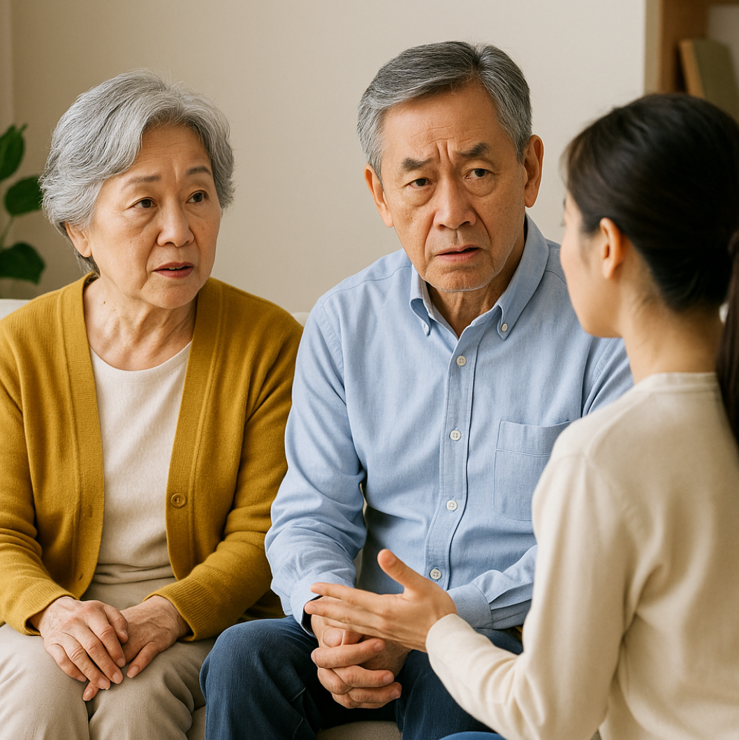 부모님과 딸이 있는 사진