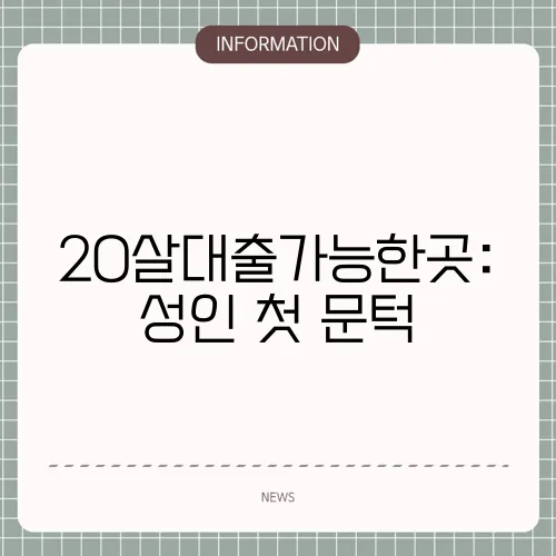20살대출가능한곳: 성인 첫 문턱