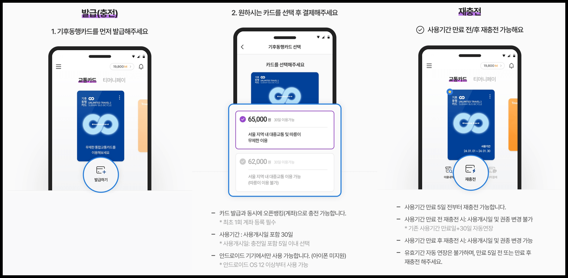 모바일 기후동행카드 신청 및 충전 방법
