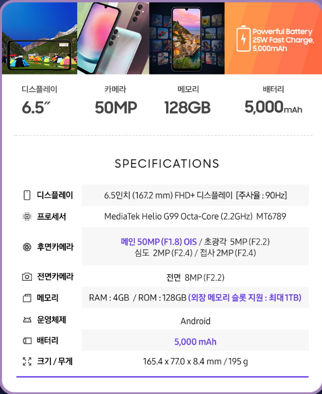 갤럭시 A24 스펙