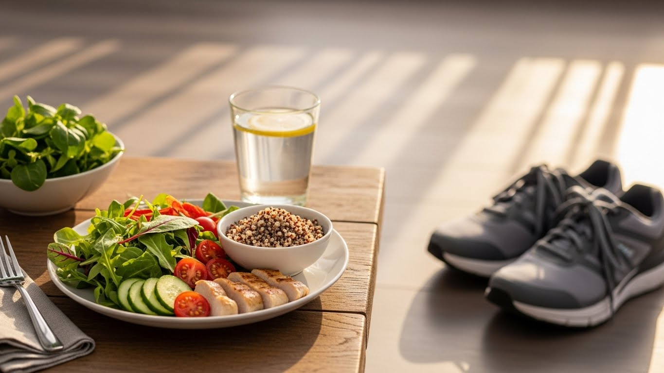 역류성 식도염 재발을 막기 위한 생활습관 관리와 위 건강을 상징하는 이미지