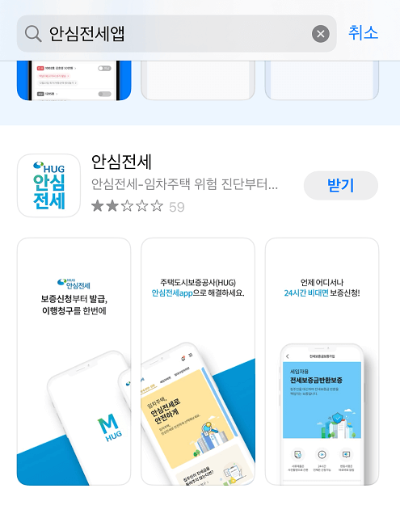 안심전세앱-앱스토어-검색