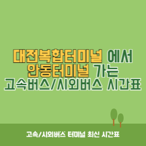 대전복합터미널에서 안동터미널 가는 시외버스 시간표 최신정보