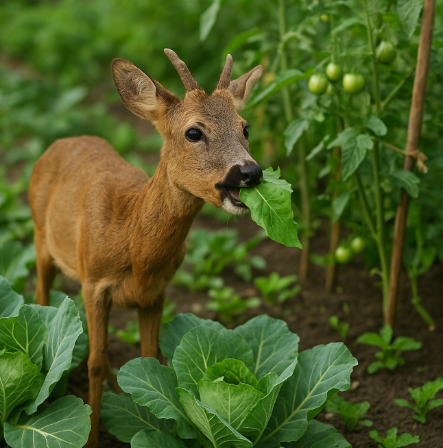 텃밭에 내려온 고라니