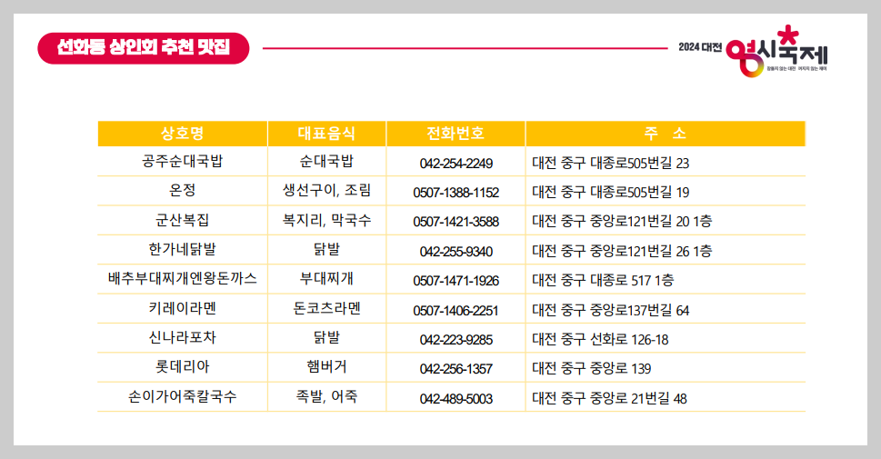 대전 영시축제 맛집