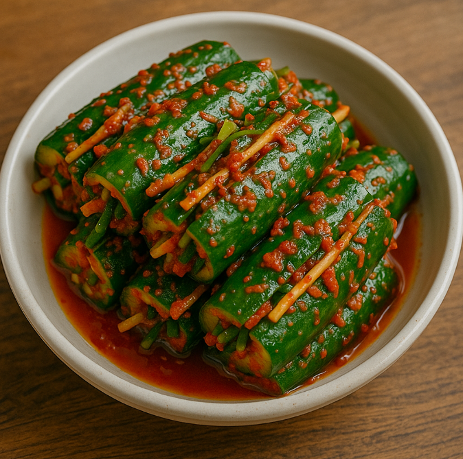 접시에 담긴 오이소박이 사진