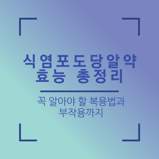 식염포도당 알약 효능 총정리