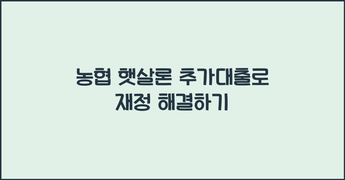 농협 햇살론 추가대출