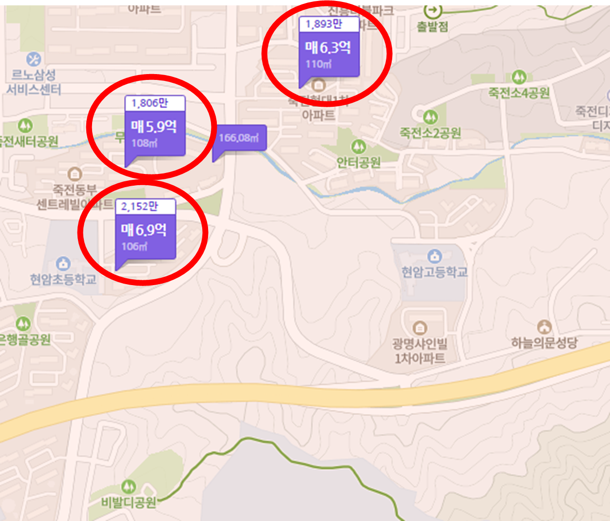 e편한세상-죽전-프리미어포레-주변시세
