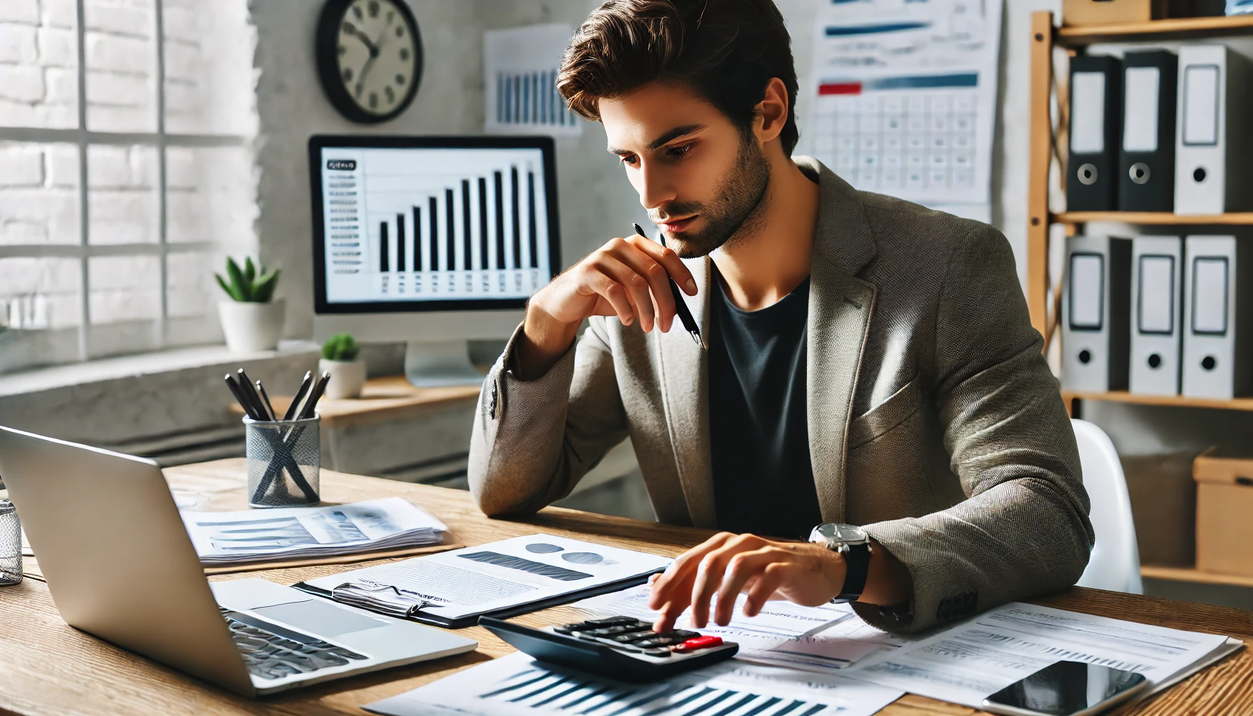 연말정산 계산하는 남자 이미지