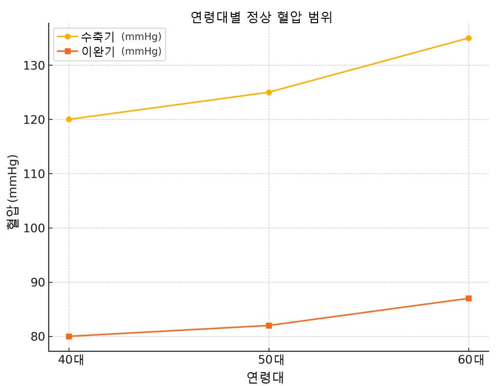 40대, 50대, 60대의 혈압 기준