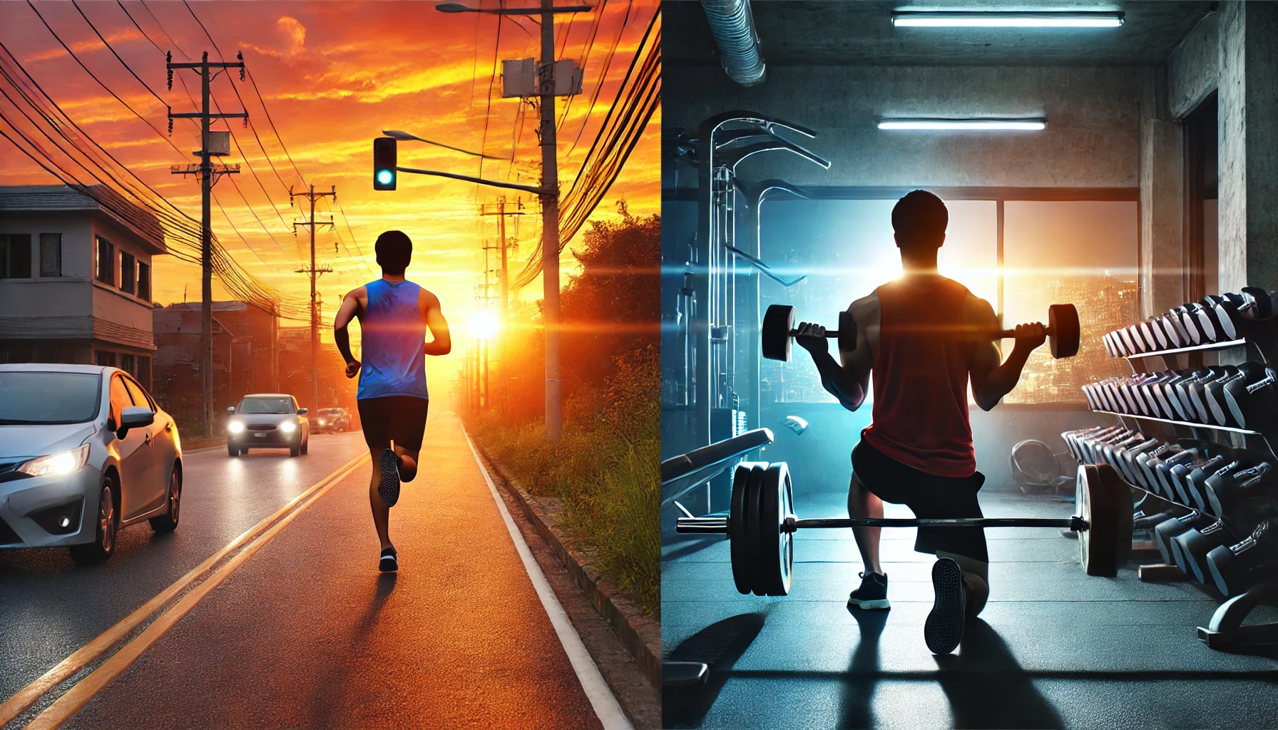 아침 vs 저녁 운동 비교 이미지