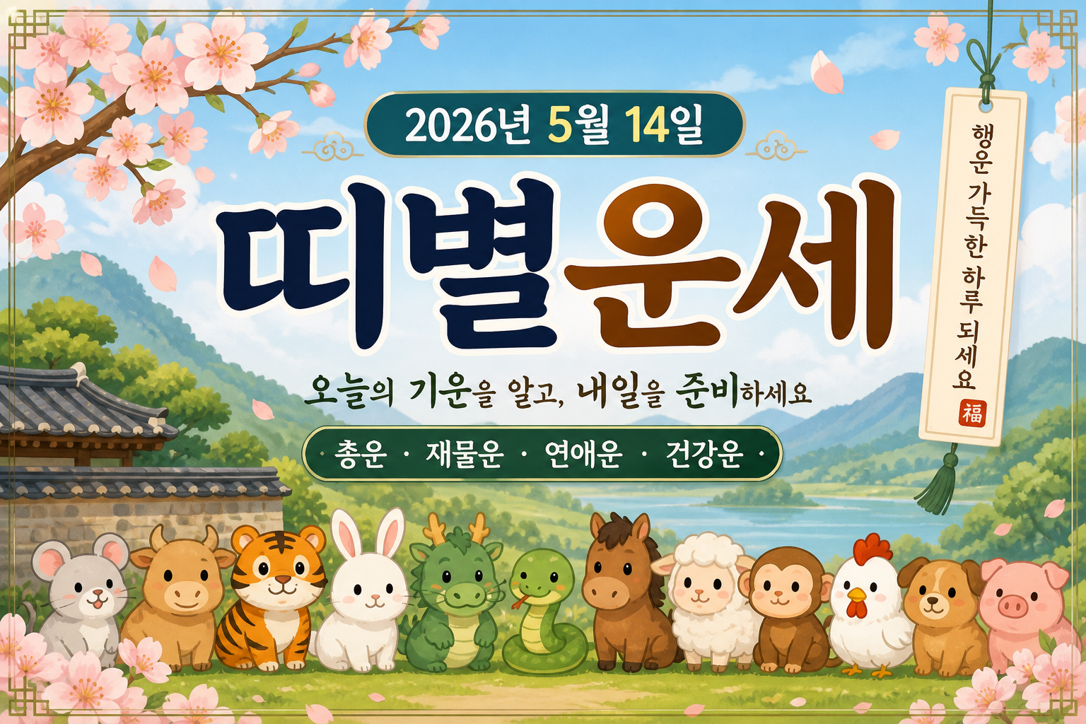 2026년 5월 14일 띠별운세 무료 보기 만세력 2D 이미지