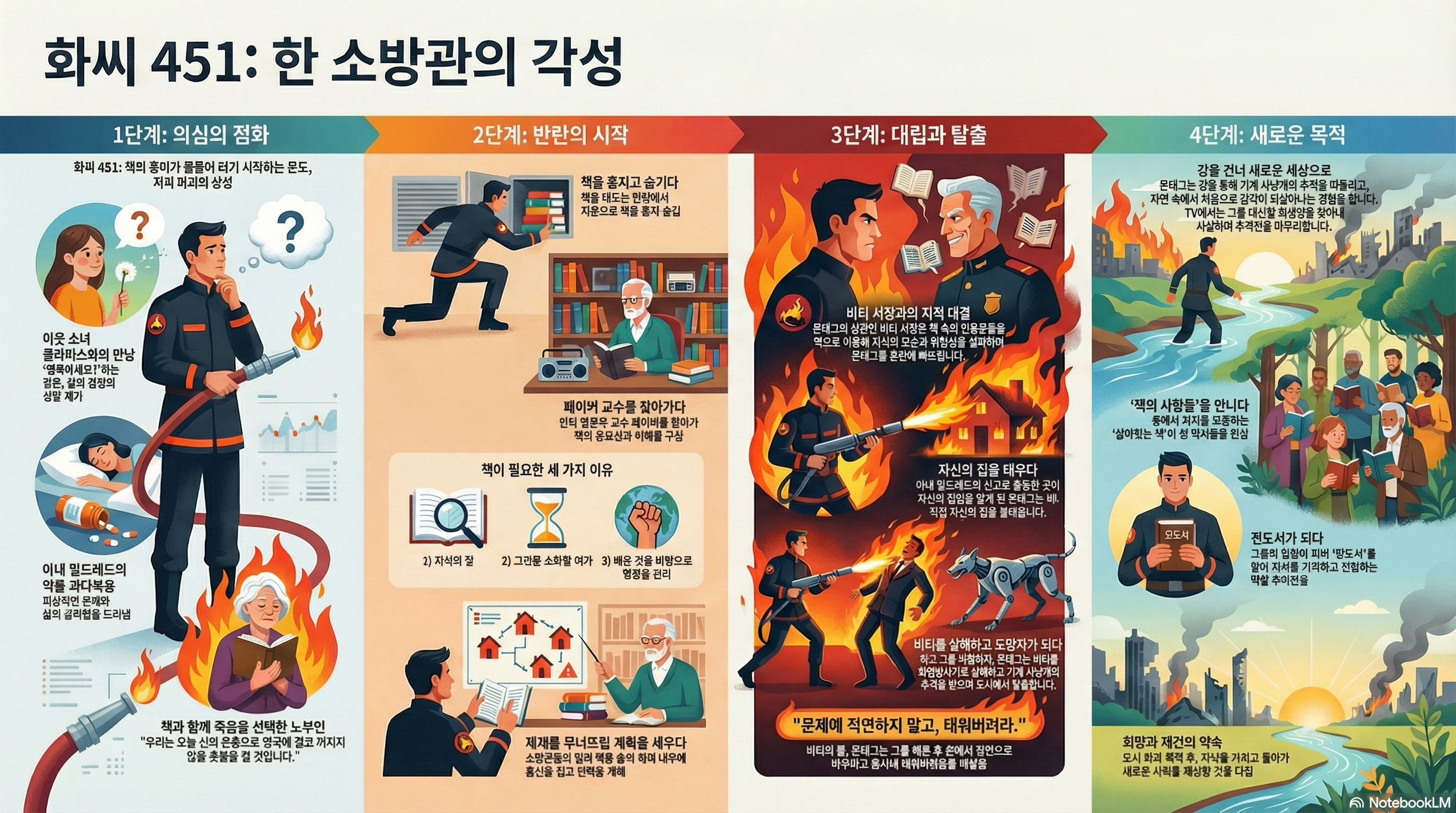 레이 브래드버리의 화씨 451 줄거리 일러스트레이션