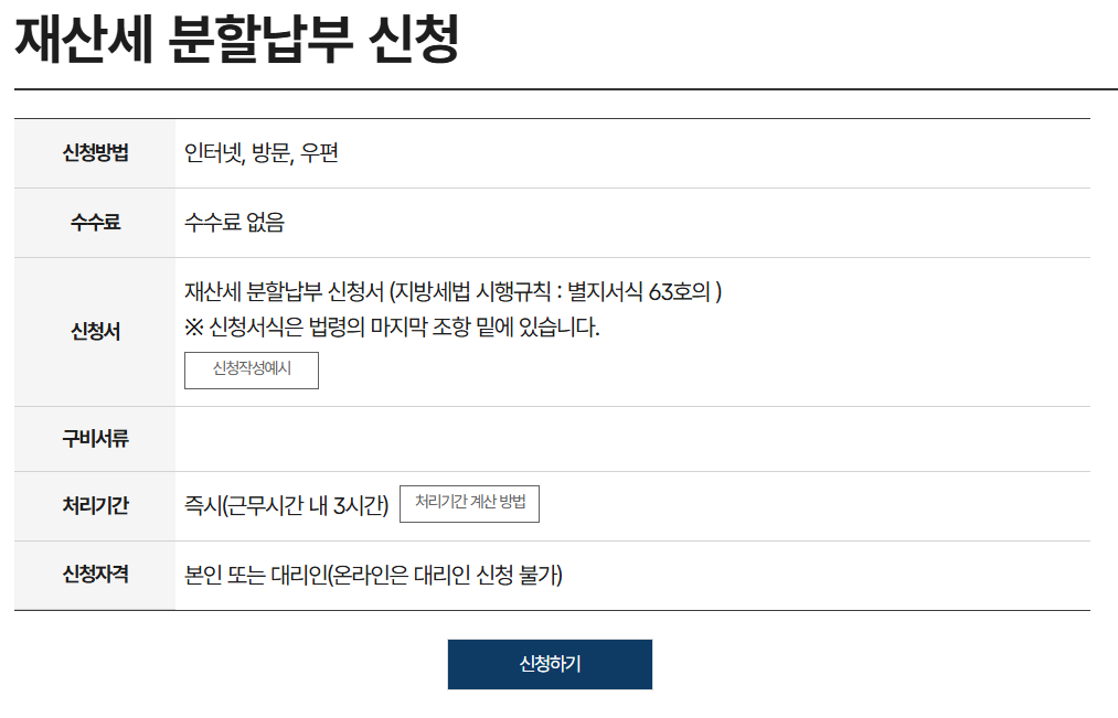 재산세 분합납부 신청