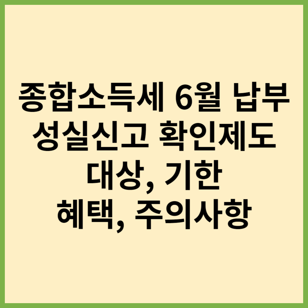 종합소득세 성실신고 확인제도
