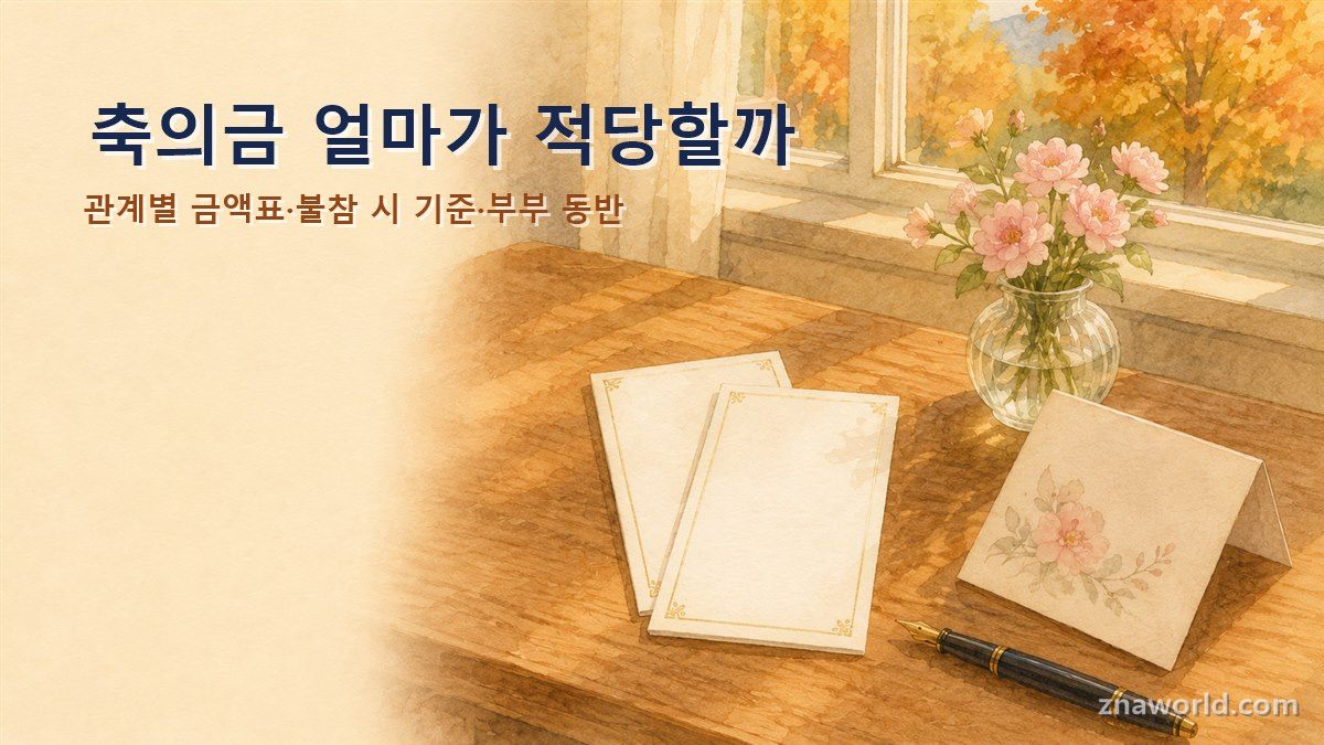 결혼식 축의금 봉투와 청첩장이 놓인 책상