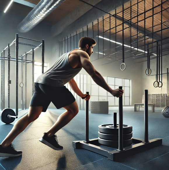 크로스핏 슬레드 푸쉬 투 싱글 암 로우 관련 사진