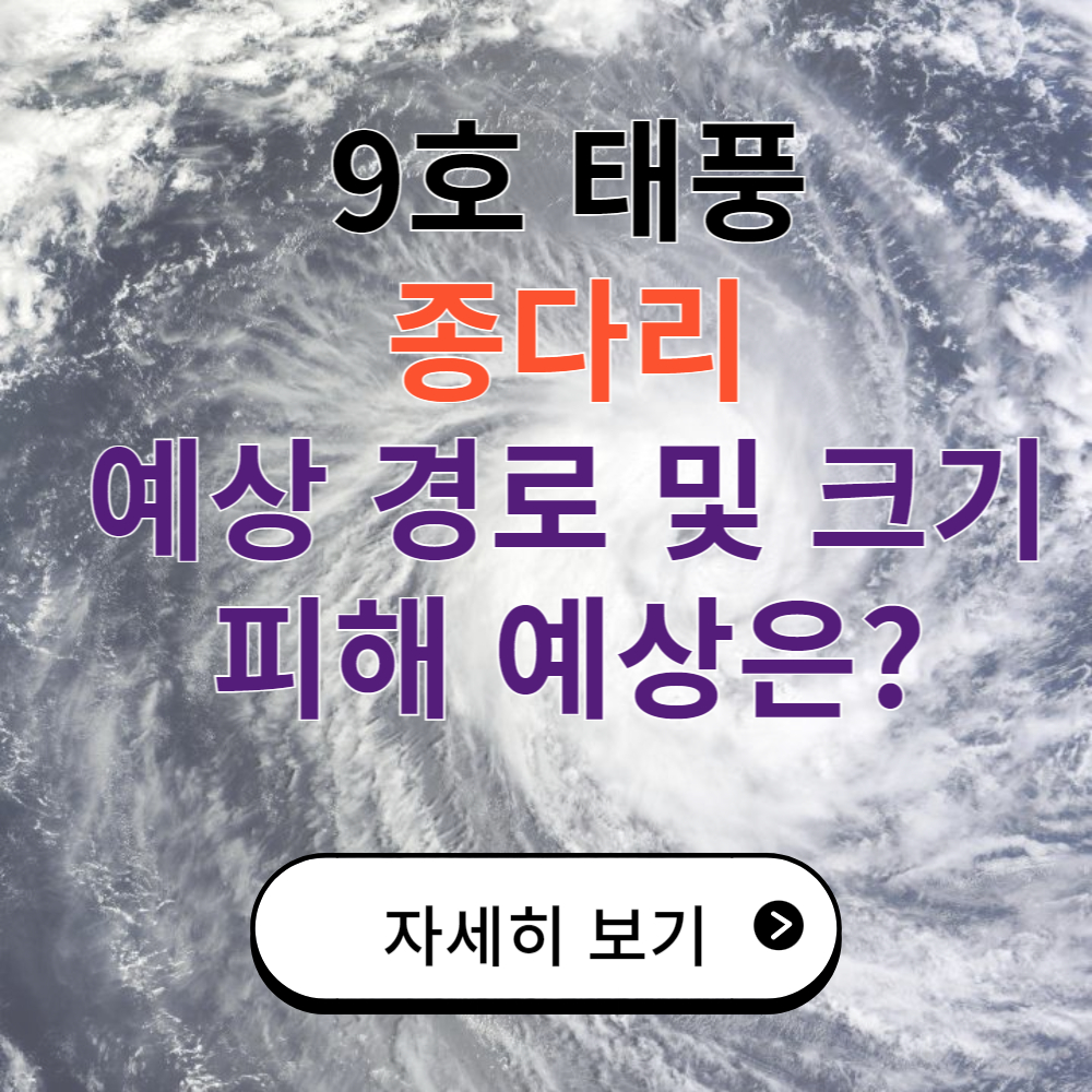 9호 태풍 종다리 예상경로 및 크기, 피해 규모는?