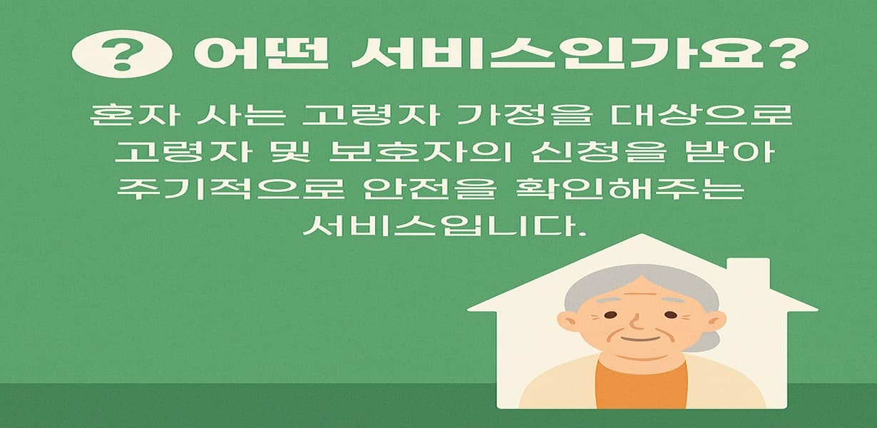 “어르신 1인 가구 안전 확인 서비스의 개요를 설명하는 인포그래픽 이미지”