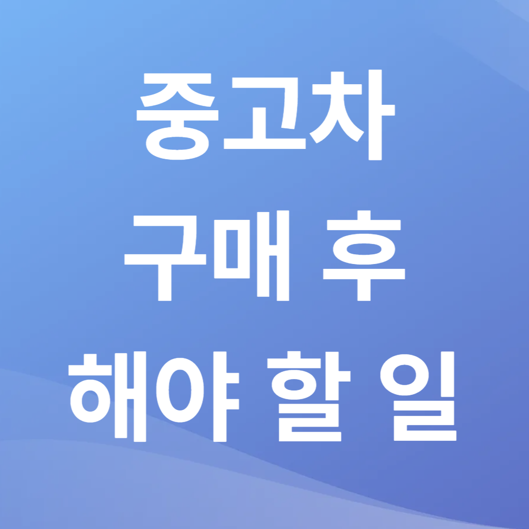 중고차 구매 후 꼭 해야 할 일