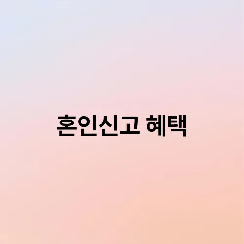 혼인신고 혜택